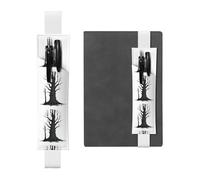 White Leather Pen Holder Bookmark YYHHAOFA Evil Dead Tree Pattern Adjustable Elastic Band 8.3-1.8 in for notebooks Diaries Manuals Planners