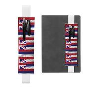 White Leather Pen Holder Bookmark YYHHAOFA Flag of Hawaii American Pattern Adjustable Elastic Band 8.3-1.8 in for notebooks Diaries Manuals Planners