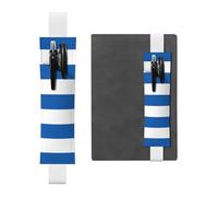 White Leather Pen Holder Bookmark YYHHAOFA Greek Flag Pattern Adjustable Elastic Band 8.3-1.8 in for notebooks Diaries Manuals Planners