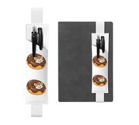 White Leather Pen Holder Bookmark YYHHAOFA Hedgehog in The Donut Pattern Adjustable Elastic Band 8.3-1.8 in for notebooks Diaries Manuals Planners