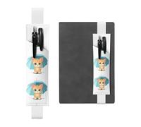 White Leather Pen Holder Bookmark YYHHAOFA Kitten Taking shelter from The rain Pattern Adjustable Elastic Band 8.3-1.8 in for notebooks Diaries Manuals Planners