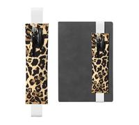 White Leather Pen Holder Bookmark YYHHAOFA Leopard Pattern Pattern Adjustable Elastic Band 8.3-1.8 in for notebooks Diaries Manuals Planners
