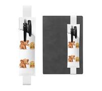 White Leather Pen Holder Bookmark YYHHAOFA Little Brown Elephant Eating a Burger Pattern Adjustable Elastic Band 8.3-1.8 in for notebooks Diaries Manuals Planners