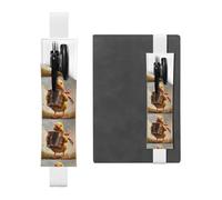 White Leather Pen Holder Bookmark YYHHAOFA Little Duck Playing The Organ Pattern Adjustable Elastic Band 8.3-1.8 in for notebooks Diaries Manuals Planners