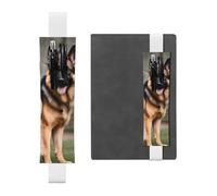 White Leather Pen Holder Bookmark YYHHAOFA Maple German Shepherd Dog Pattern Adjustable Elastic Band 8.3-1.8 in for notebooks Diaries Manuals Planners