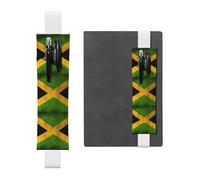 White Leather Pen Holder Bookmark YYHHAOFA Old Jamaican Flag Pattern Adjustable Elastic Band 8.3-1.8 in for notebooks Diaries Manuals Planners