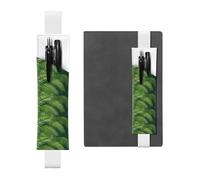 White Leather Pen Holder Bookmark YYHHAOFA Palm Tree Green Leaves Pattern Adjustable Elastic Band 8.3-1.8 in for notebooks Diaries Manuals Planners