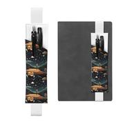 White Leather Pen Holder Bookmark YYHHAOFA Praying Under The Starry Sky Pattern Adjustable Elastic Band 8.3-1.8 in for notebooks Diaries Manuals Planners