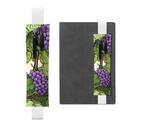 White Leather Pen Holder Bookmark YYHHAOFA Purple and Green Grapes Pattern Adjustable Elastic Band 8.3-1.8 in for notebooks Diaries Manuals Planners