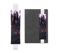 White Leather Pen Holder Bookmark YYHHAOFA Ravens Pattern Adjustable Elastic Band 8.3-1.8 in for notebooks Diaries Manuals Planners