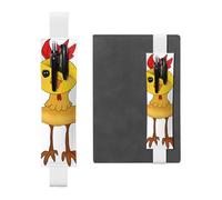 White Leather Pen Holder Bookmark YYHHAOFA Rooster in The Square Pattern Adjustable Elastic Band 8.3-1.8 in for notebooks Diaries Manuals Planners