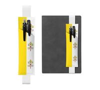 White Leather Pen Holder Bookmark YYHHAOFA Vatican Flag Pattern Adjustable Elastic Band 8.3-1.8 in for notebooks Diaries Manuals Planners