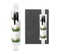 White Leather Pen Holder Bookmark YYHHAOFA White cat Among Tulip Flowers Pattern Adjustable Elastic Band 8.3-1.8 in for notebooks Diaries Manuals Planners
