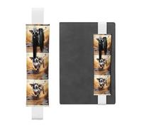 White Leather Pen Holder Bookmark YYHWHJDE A Little Cow Stepping on The Quagmire Picture Adjustable Elastic Band 8.3-1.8 in Suitable for Most notebooks Diaries