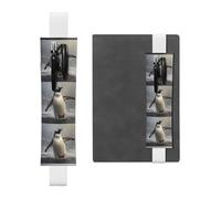 White Leather Pen Holder Bookmark YYHWHJDE A Penguin Waving Printing Adjustable Elastic Band 8.3-1.8 in Suitable for Most notebooks Diaries