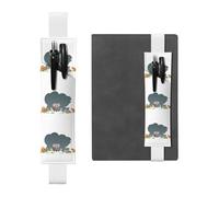 White Leather Pen Holder Bookmark YYHWHJDE Animal Park on The White Cloud Printing Adjustable Elastic Band 8.3-1.8 in Suitable for Most notebooks Diaries