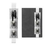 White Leather Pen Holder Bookmark YYHWHJDE Black and White Bamboo Spider Printing Adjustable Elastic Band 8.3-1.8 in Suitable for Most notebooks Diaries