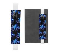 White Leather Pen Holder Bookmark YYHWHJDE Blue Octopus Prints Adjustable Elastic Band 8.3-1.8 inch for notebooks Diaries Hardcover Journal