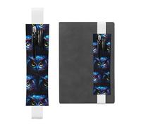 White Leather Pen Holder Bookmark YYHWHJDE Blue Owl Prints Adjustable Elastic Band 8.3-1.8 inch for notebooks Diaries Hardcover Journal