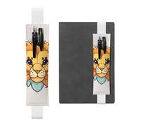 White Leather Pen Holder Bookmark YYHWHJDE Cartoon Cute Little Lion Prints Adjustable Elastic Band 8.3-1.8 inch for notebooks Diaries Hardcover Journal