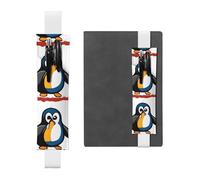 White Leather Pen Holder Bookmark YYHWHJDE Cartoon Penguin Printing Adjustable Elastic Band 8.3-1.8 in Suitable for Most notebooks Diaries