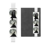 White Leather Pen Holder Bookmark YYHWHJDE Castle Before The Moon Printing Adjustable Elastic Band 8.3-1.8 in Suitable for Most notebooks Diaries