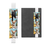 White Leather Pen Holder Bookmark YYHWHJDE Chihuahua Dog Pineapple Prints Adjustable Elastic Band 8.3-1.8 in for notebooks Diaries Manuals Planners