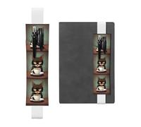 White Leather Pen Holder Bookmark YYHWHJDE Coffee Cats Drink Coffee Picture Adjustable Elastic Band 8.3-1.8 in Suitable for Most notebooks Diaries