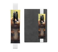 White Leather Pen Holder Bookmark YYHWHJDE Cute Beaver Picture Adjustable Elastic Band 8.3-1.8 in Suitable for Most notebooks Diaries