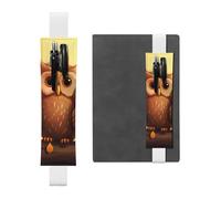 White Leather Pen Holder Bookmark YYHWHJDE Cute Brown Cartoon Owls Picture Adjustable Elastic Band 8.3-1.8 in Suitable for Most notebooks Diaries