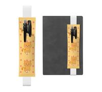 White Leather Pen Holder Bookmark YYHWHJDE Cute Cartoon Kitten Picture Adjustable Elastic Band 8.3-1.8 in Suitable for Most notebooks Diaries