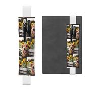 White Leather Pen Holder Bookmark YYHWHJDE Cute Dog Sunflower Prints Adjustable Elastic Band 8.3-1.8 inch for notebooks Diaries Hardcover Journal