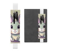White Leather Pen Holder Bookmark YYHWHJDE Cute Little Bunny Picture Adjustable Elastic Band 8.3-1.8 in Suitable for Most notebooks Diaries