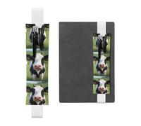White Leather Pen Holder Bookmark YYHWHJDE Cute Little Cow Prints Adjustable Elastic Band 8.3-1.8 inch for notebooks Diaries Hardcover Journal