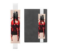 White Leather Pen Holder Bookmark YYHWHJDE Cute Little red Spider Picture Adjustable Elastic Band 8.3-1.8 in Suitable for Most notebooks Diaries
