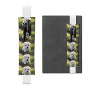 White Leather Pen Holder Bookmark YYHWHJDE Cute Maltese Puppy Picture Adjustable Elastic Band 8.3-1.8 in Suitable for Most notebooks Diaries