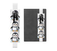 White Leather Pen Holder Bookmark YYHWHJDE Cute Penguin Prints Adjustable Elastic Band 8.3-1.8 inch for notebooks Diaries Hardcover Journal