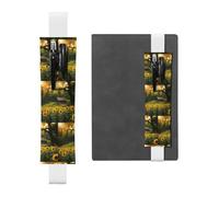 White Leather Pen Holder Bookmark YYHWHJDE Cute Sunflower Prints Adjustable Elastic Band 8.3-1.8 inch for notebooks Diaries Hardcover Journal
