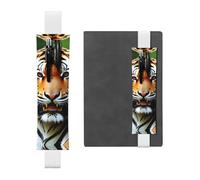 White Leather Pen Holder Bookmark YYHWHJDE Fierce Tiger Printing Adjustable Elastic Band 8.3-1.8 in Suitable for Most notebooks Diaries
