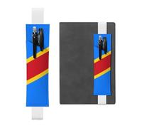 White Leather Pen Holder Bookmark YYHWHJDE Flag of The Congo Printing Adjustable Elastic Band 8.3-1.8 in Suitable for Most notebooks Diaries