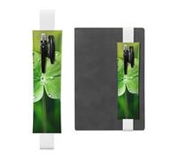 White Leather Pen Holder Bookmark YYHWHJDE Four-Leaf Clover Picture Adjustable Elastic Band 8.3-1.8 in Suitable for Most notebooks Diaries