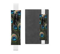 White Leather Pen Holder Bookmark YYHWHJDE Fresh Peacock Printing Adjustable Elastic Band 8.3-1.8 in Suitable for Most notebooks Diaries