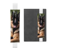White Leather Pen Holder Bookmark YYHWHJDE German Shepherd Dog Printing Adjustable Elastic Band 8.3-1.8 in Suitable for Most notebooks Diaries
