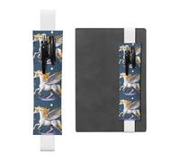 White Leather Pen Holder Bookmark YYHWHJDE Golden Pegasus Picture Adjustable Elastic Band 8.3-1.8 in Suitable for Most notebooks Diaries
