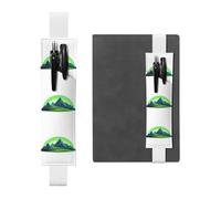 White Leather Pen Holder Bookmark YYHWHJDE Hills Under The Aurora Printing Adjustable Elastic Band 8.3-1.8 in Suitable for Most notebooks Diaries