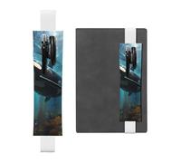 White Leather Pen Holder Bookmark YYHWHJDE Huge Killer Whales Picture Adjustable Elastic Band 8.3-1.8 in Suitable for Most notebooks Diaries