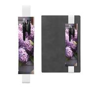 White Leather Pen Holder Bookmark YYHWHJDE Lilac Flowers Printing Adjustable Elastic Band 8.3-1.8 in Suitable for Most notebooks Diaries
