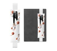 White Leather Pen Holder Bookmark YYHWHJDE Little Basketball Champion Prints Adjustable Elastic Band 8.3-1.8 inch for notebooks Diaries Hardcover Journal