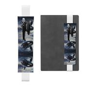White Leather Pen Holder Bookmark YYHWHJDE Orca Killer Whale Prints Adjustable Elastic Band 8.3-1.8 in for notebooks Diaries Manuals Planners