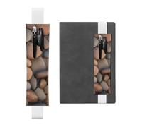 White Leather Pen Holder Bookmark YYHWHJDE Pebbles in The Beach Picture Adjustable Elastic Band 8.3-1.8 in Suitable for Most notebooks Diaries